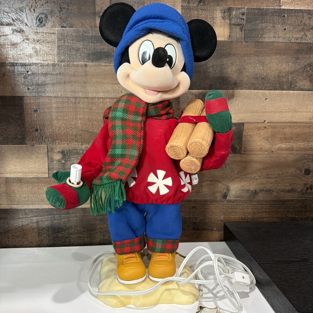 1996 Disney 22" Mickey Mouse Winter Wonderland Animated Musical Figurine (Desc)